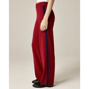 J.Crew Collection Cashmere Track Pants Women M Red Wide Leg Side Stripe $298 NWT